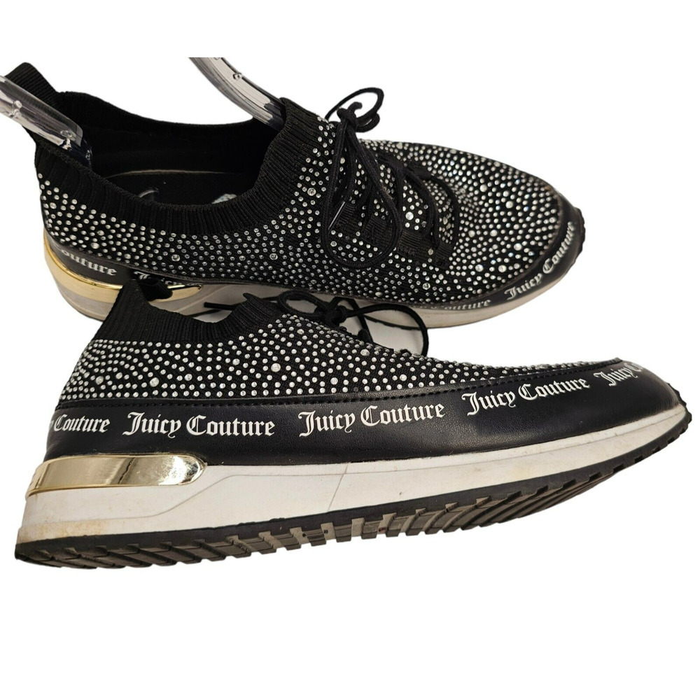 JUICY COUTURE Sneakers Womens Size 10 Bellamy Black Rhinestone Shoes Walking - Picture 4 of 12